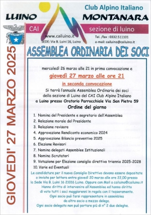 Giovedì 27 Marzo 2025 - Assemblea ordinaria dei soci